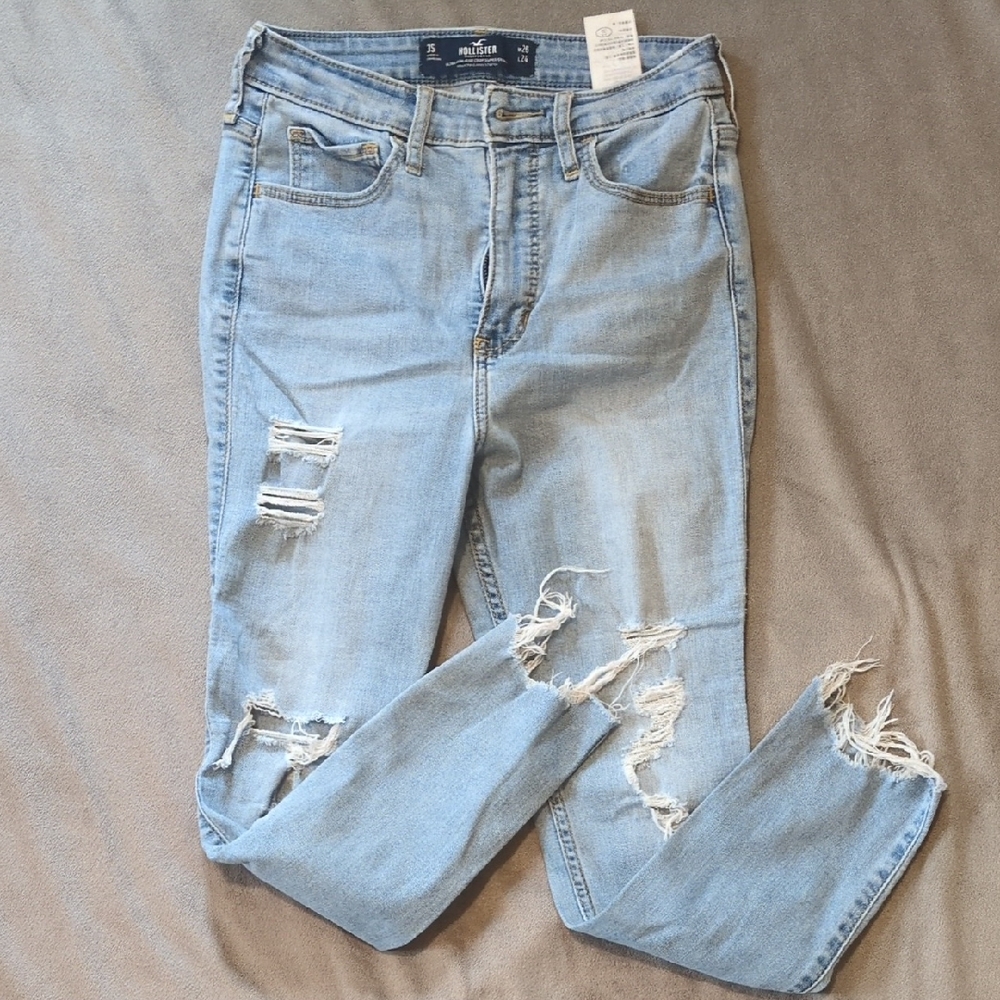 Hollister Blue Skinny Jeans with Distressed Details